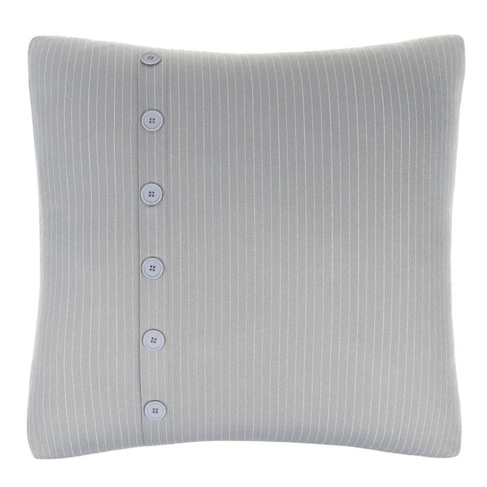 Pair Croscill Euro Pillow Shams Siena Grey Striped Buttons 26” x 26” Square NWT